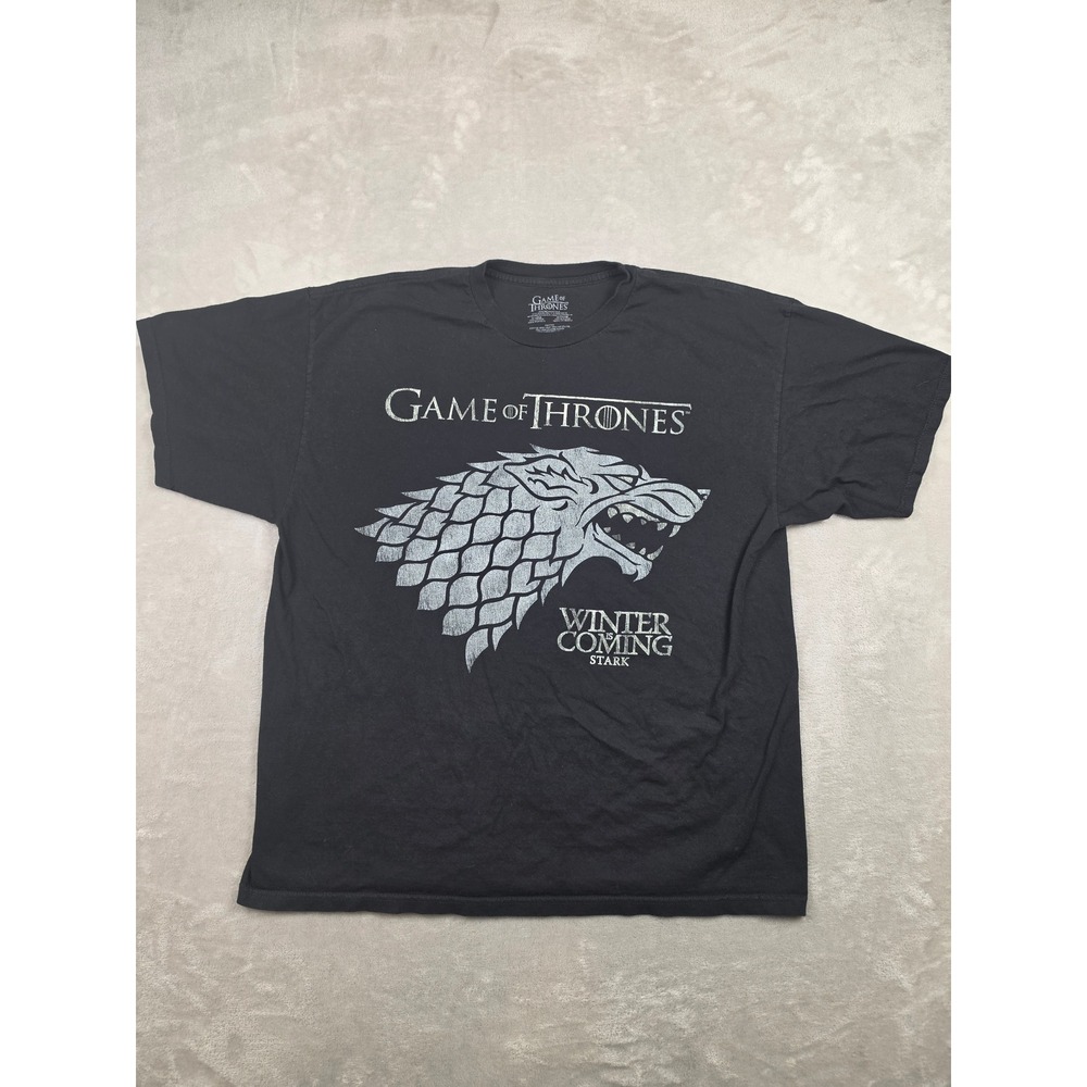 Game of Thrones T-Shirt Mens 2XL Black Winter Is Coming Stark Direwolf Graphic
